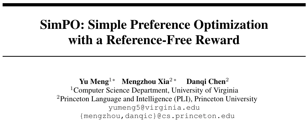 Übertrifft DPO umfassend: Das Team von Chen Danqi schlug eine einfache Präferenzoptimierung (SimPO) vor und verfeinerte außerdem das stärkste 8B-Open-Source-Modell