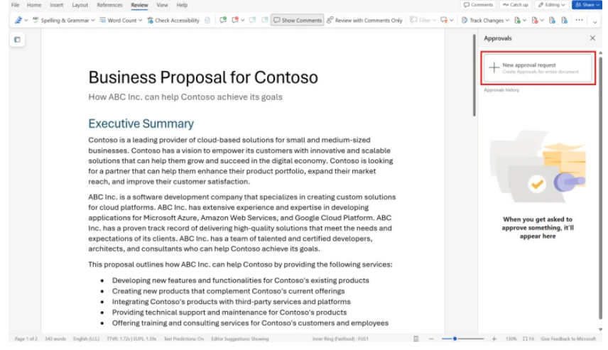 微软Word“审批”加载项上线,一键创建和管理审批流程