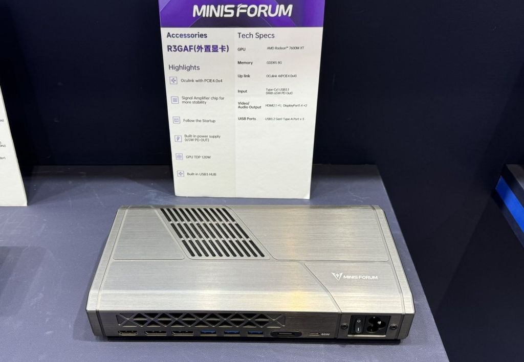 铭凡展示 R3GAF 外置显卡:最高 63 Gbps 传输、配 AMD RX 7600M XT GPU