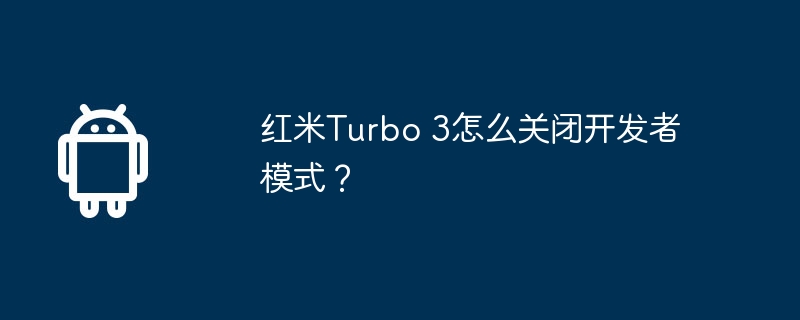 Wie schalte ich den Entwicklermodus auf Redmi Turbo 3 aus?