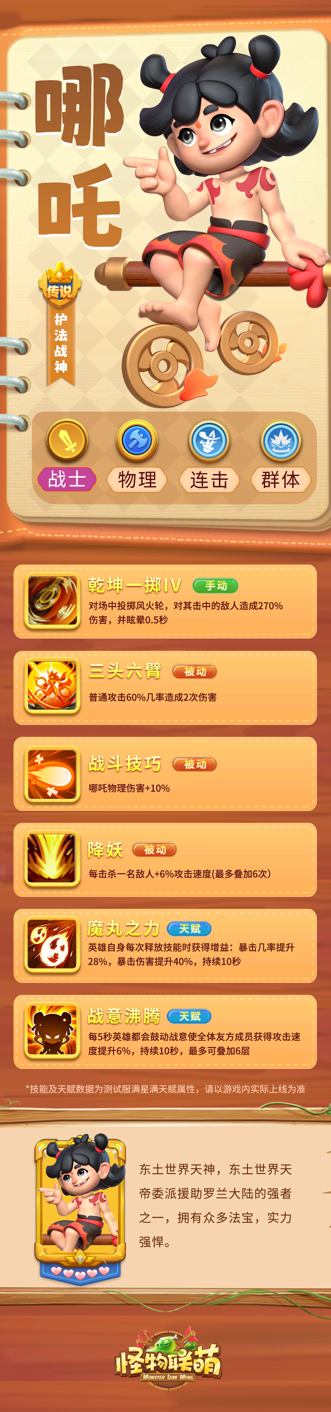 《怪物联萌》哪吒英雄介绍