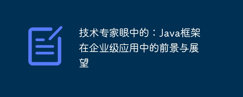 技术专家眼中的:Java框架在企业级应用中的前景与展望
