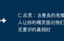 C 反思：当善良的老矮人让你的精灵面对他们无意识的真相时