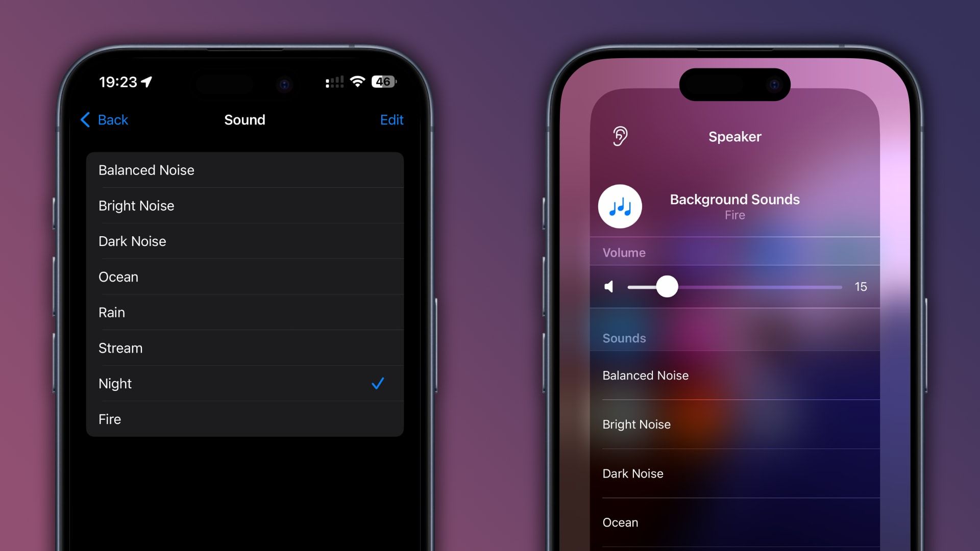 总数达 8 种,苹果 ios 18 新增 night 和 fire 背景音:帮助用户专注 / 休息