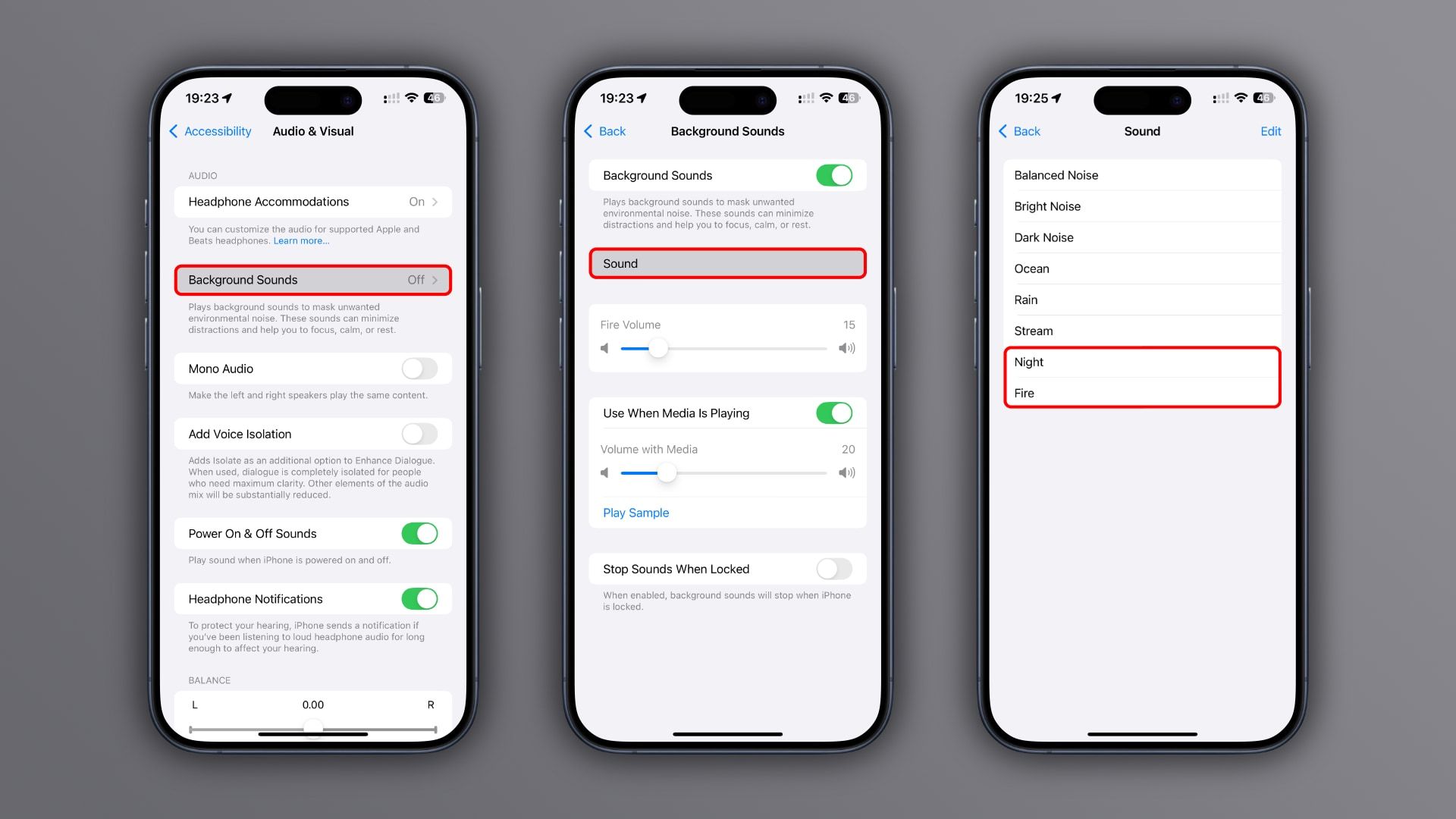 总数达 8 种,苹果 iOS 18 新增 Night 和 Fire 背景音:帮助用户专注 / 休息