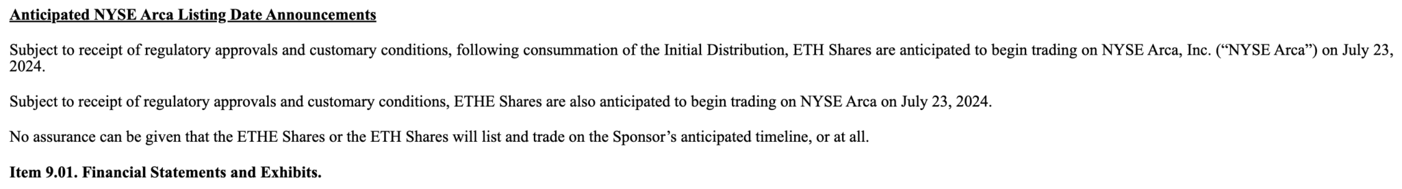 Cboe官宣:5档以太坊现货ETF将于7/23开放交易!ETH突破3500美元