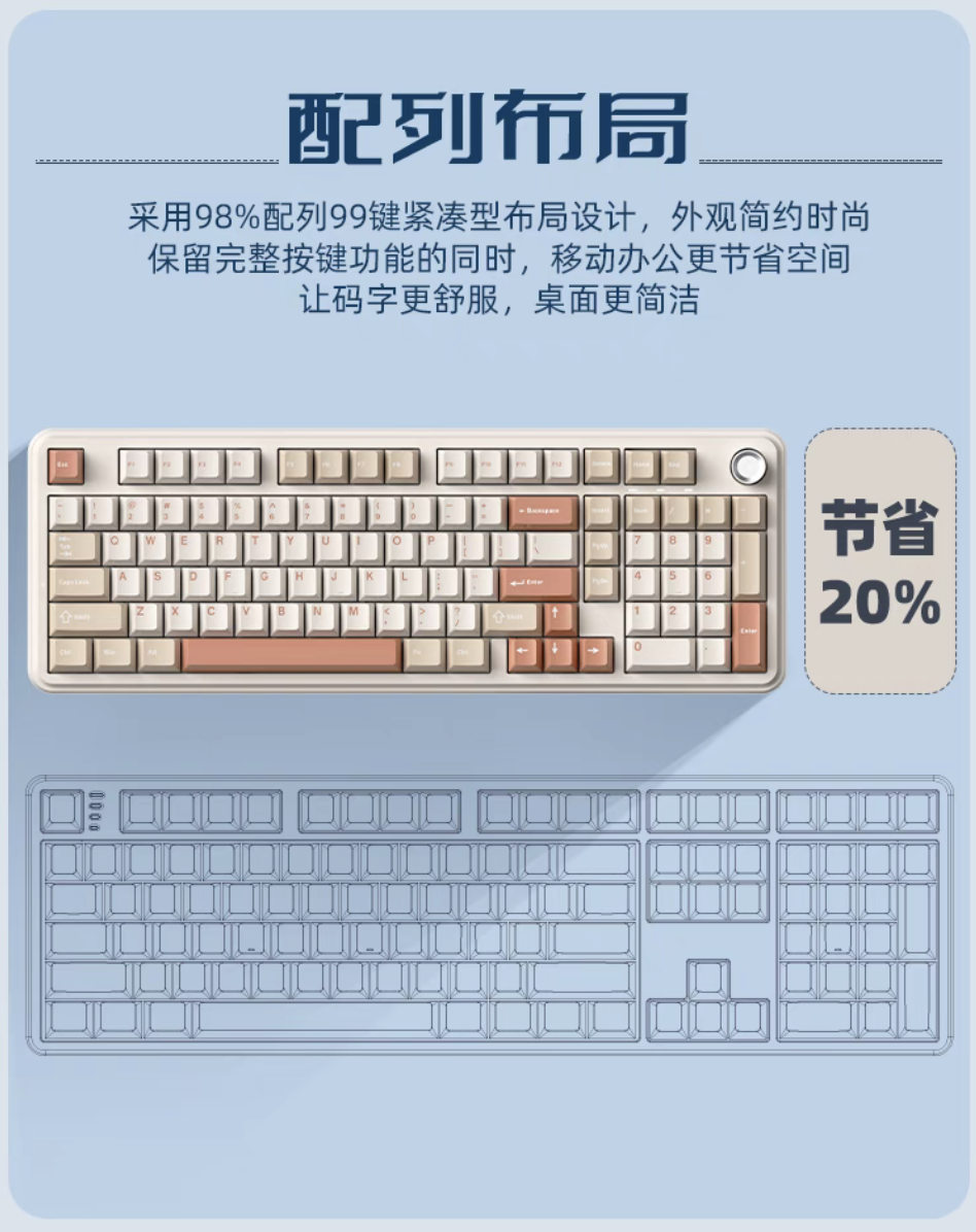 魔咖 K100 三模机械键盘 7 月 21 日首销：Gasket 结构、复古配色，259 元