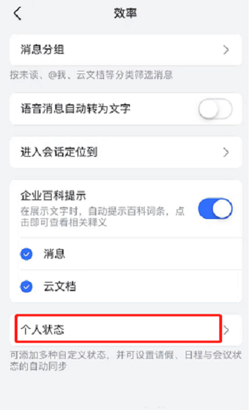 飞书怎么设置个人状态 飞书设置个人状态的方法
