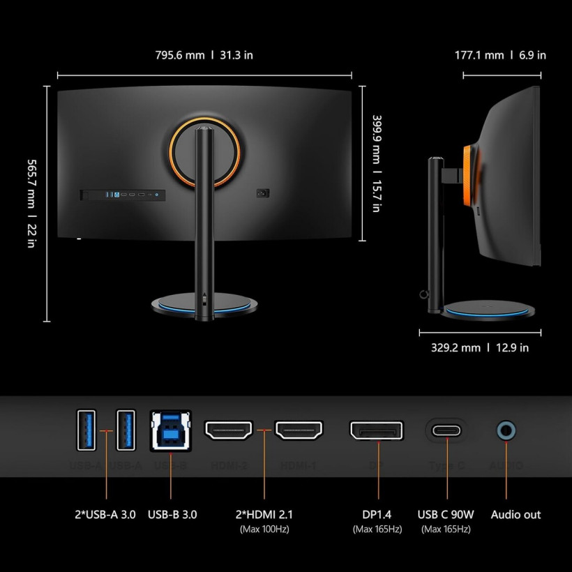 联合创新 34 英寸曲面带鱼屏显示器 34G1R 上市:1440p 165Hz、内置 2.1 音响,3999 元