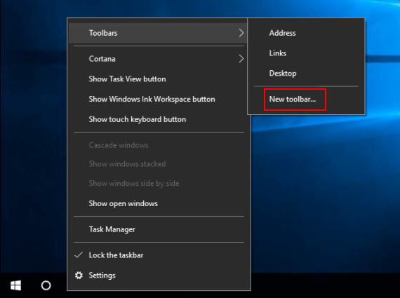 So fügen Sie die Schnellstart-Symbolleiste zur Taskleiste in Windows 10 hinzu