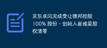 京东卓风完成受让德邦控股 100% 股份，创始人崔维星股权清零