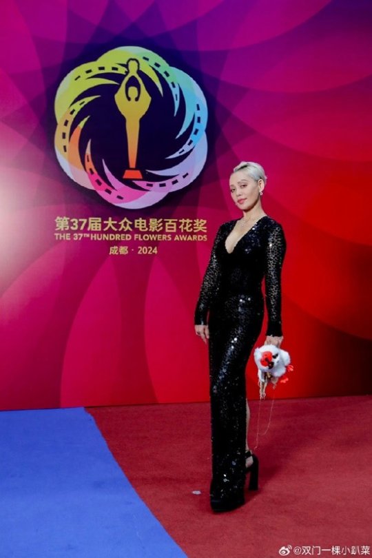 52岁宁静亮相百花奖，深V礼服纤腰身材夺目