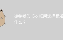初学者的 Go 框架选择标准是什么？