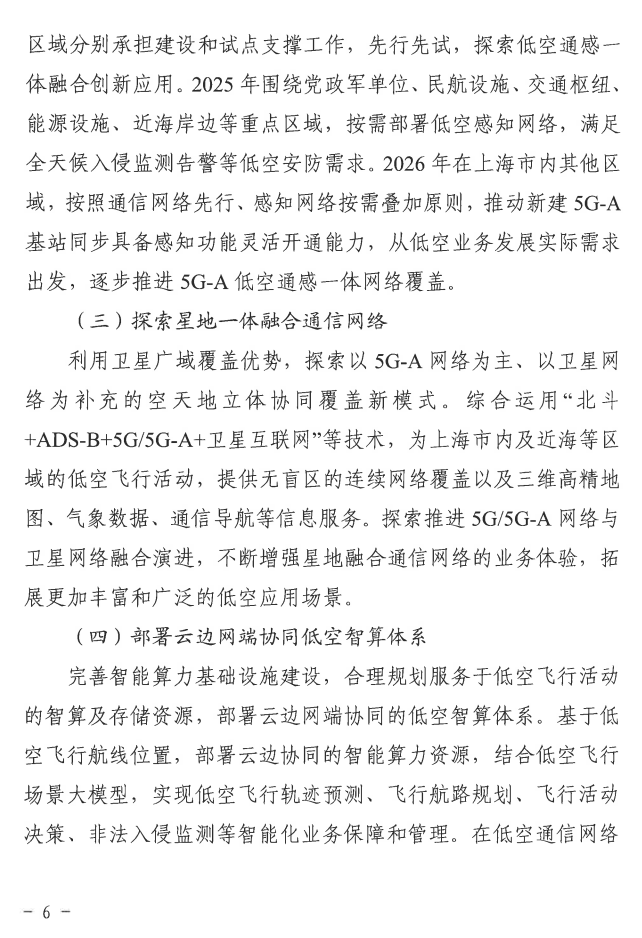 上海强化 5G-A 的低空智联网覆盖：到 2026 年初步建成低空飞行航线全域连续覆盖的通信网络