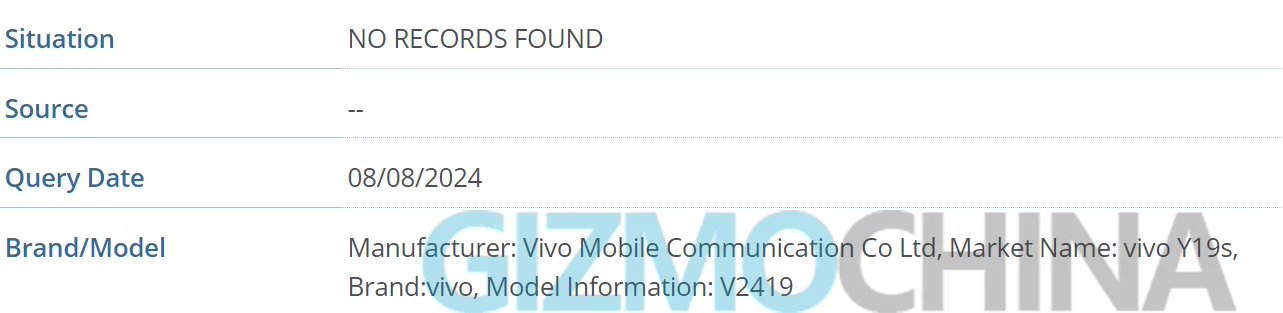 Vivo’s entry-level model exposed, Y19s phone appears in IMEI database