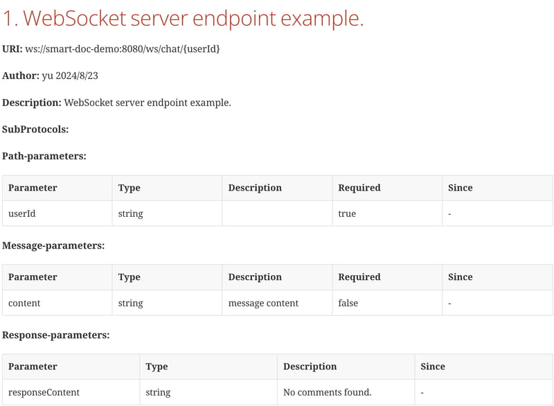 Smart-Doc을 사용하여 Java WebSocket API 문서를 생성하는 방법