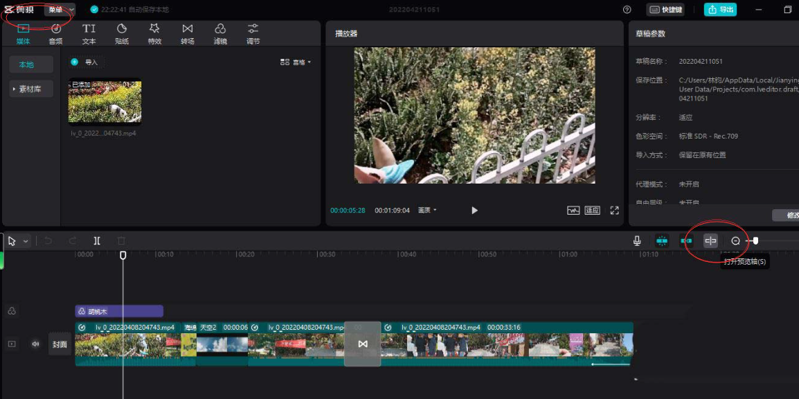 剪映预览轴是什么意思 剪映PC专业版打开预览轴的方法