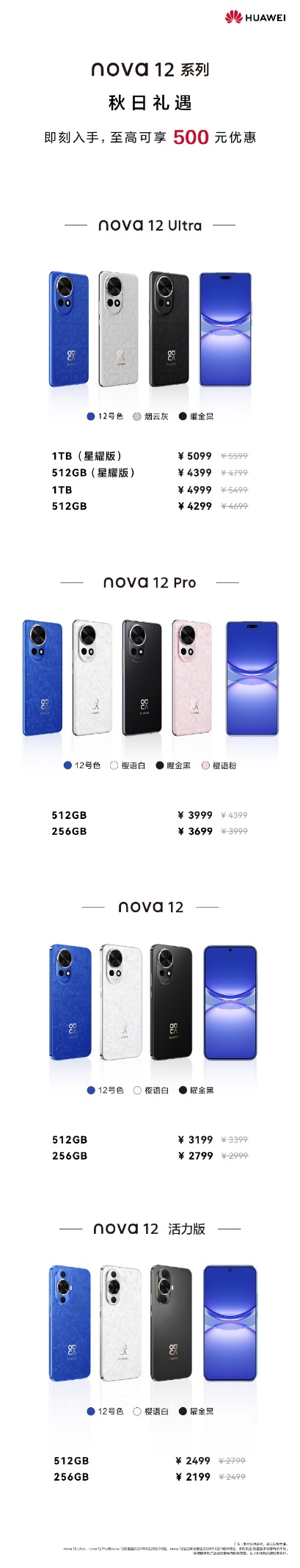 Huawei nova 12シリーズの割引が始まります：最大500元の割引をお楽しみいただけます