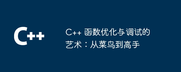 C++ 函数优化与调试的艺术：从菜鸟到高手