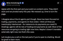 Coinbase CEO承认Base内容代币策略失败，ZORA 已跌 95%，转向交易与AI