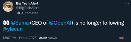 被OpenAI CEO取关后，Yann LeCun再次抨击：ChatGPT对现实的把握非常肤浅