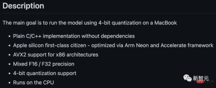 LeCun이 좋아하는 점: Apple M1/M2 칩에서 LLaMA를 실행하는 것! 130억 개의 매개변수 모델에는 4GB의 메모리만 필요합니다. LeCun이 좋아하는 점: Apple M1/M2 칩에서 LLaMA를 실행하는 것! 130억 개의 매개변수 모델에는 4GB의 메모리만 필요합니다.