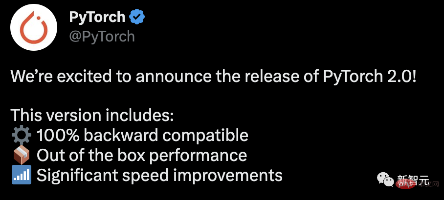 Offizielle Version von PyTorch 2.0 veröffentlicht! Eine Codezeile beschleunigt sich um das Zweifache, 100 % abwärtskompatibel
