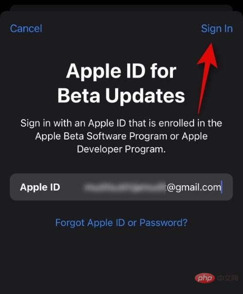 iOS ベータアップデート用に別の Apple ID を選択する方法