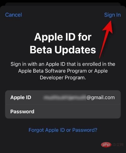 iOS ベータアップデート用に別の Apple ID を選択する方法