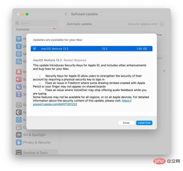 How to check for software updates in MacOS Ventura