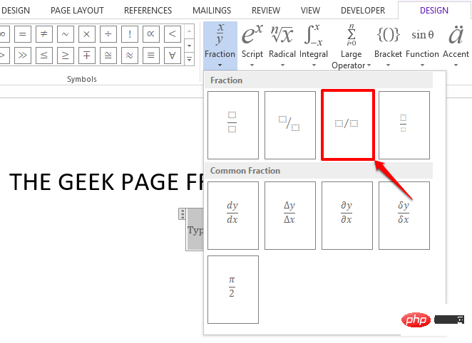 How to write fractions in Microsoft Word