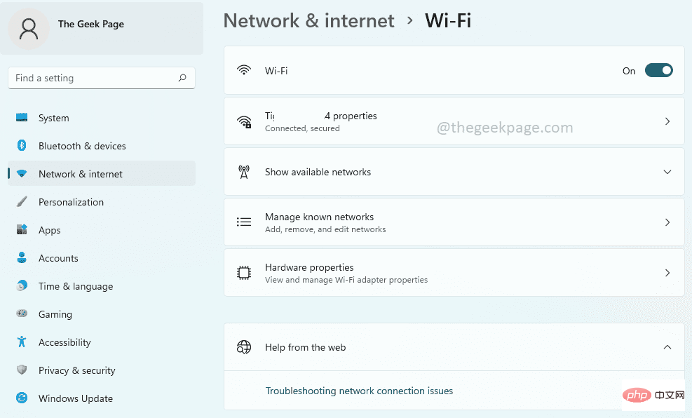 Bagaimana untuk membuka tetapan Wi-Fi dalam Windows 11