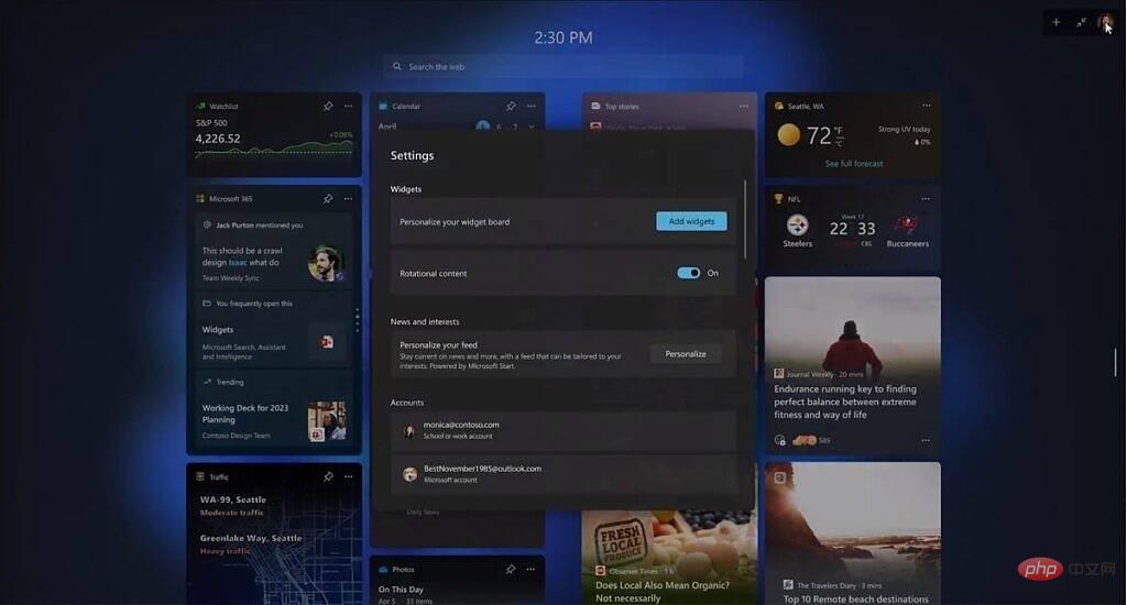 Windows 11 mendapat halaman widget skrin penuh, sokongan untuk kerja dan akaun peribadi