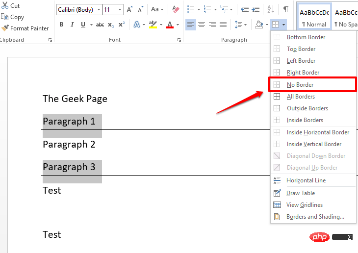 Bagaimana untuk memasukkan dan memadam garis mendatar dalam Microsoft Word