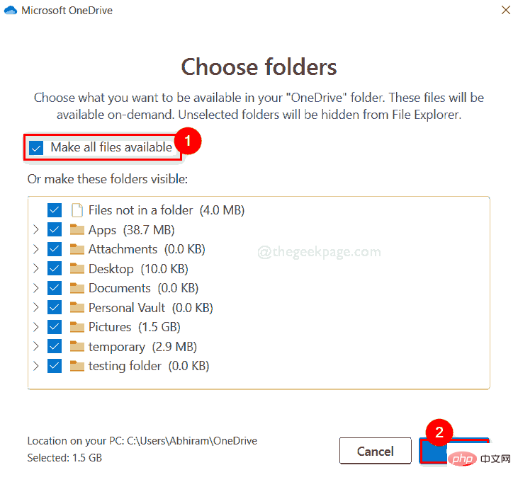 So wählen Sie bestimmte Ordner zur Synchronisierung in OneDrive in Windows 11 aus