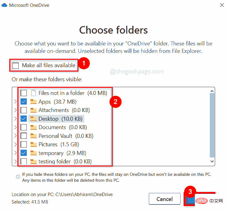 So wählen Sie bestimmte Ordner zur Synchronisierung in OneDrive in Windows 11 aus