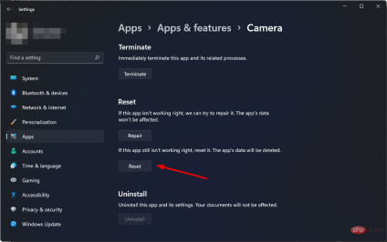 Reset-camera-app