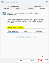How to restore the default location of Documents folder in Windows 11, 10