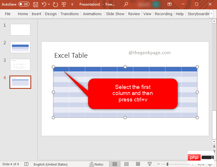 How to insert a table in a Powerpoint presentation