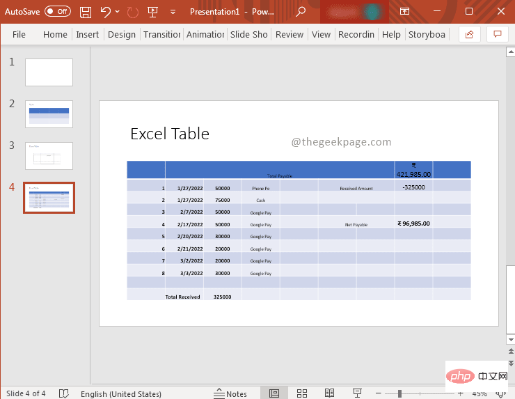 How to insert a table in a Powerpoint presentation