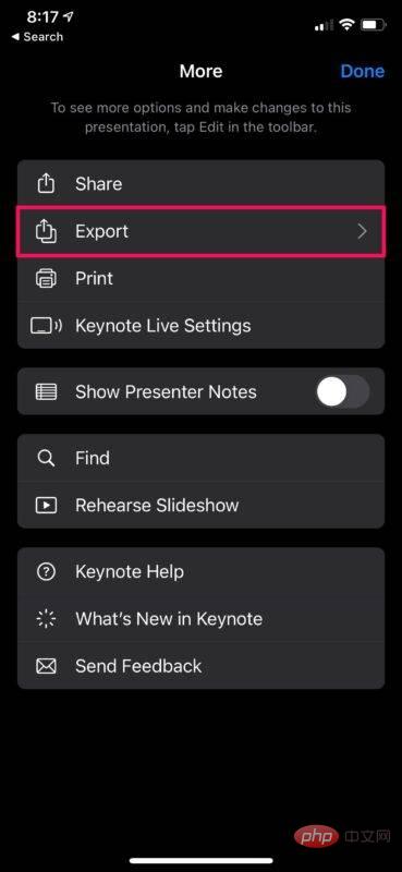 Bagaimana untuk menukar Keynote kepada PowerPoint pada iPhone dan iPad