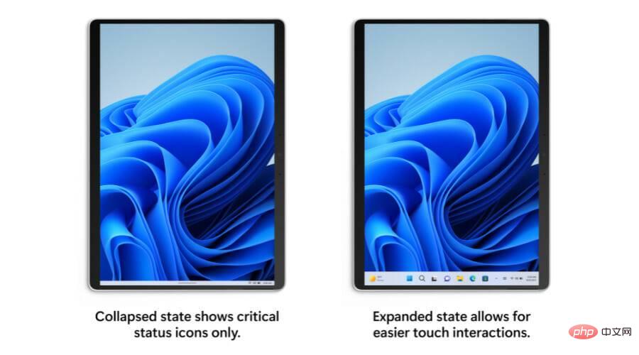在最后一个 Windows 11 开发版本中添加了平板电脑模式优化任务栏