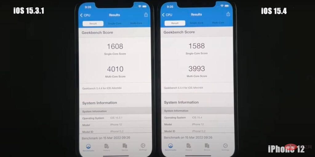 升級iOS 15.4 後，跑分實測多款iPhone 速度下跌？