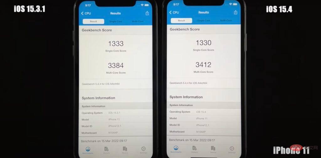 After upgrading to iOS 15.4, the speed of many iPhones dropped according to the benchmark test?