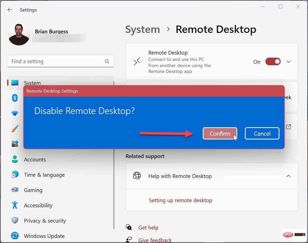 How to disable Remote Desktop on Windows 11