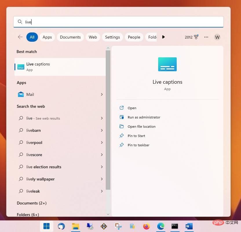 Cara menggunakan Sarikata Langsung dalam Windows 11 22H2