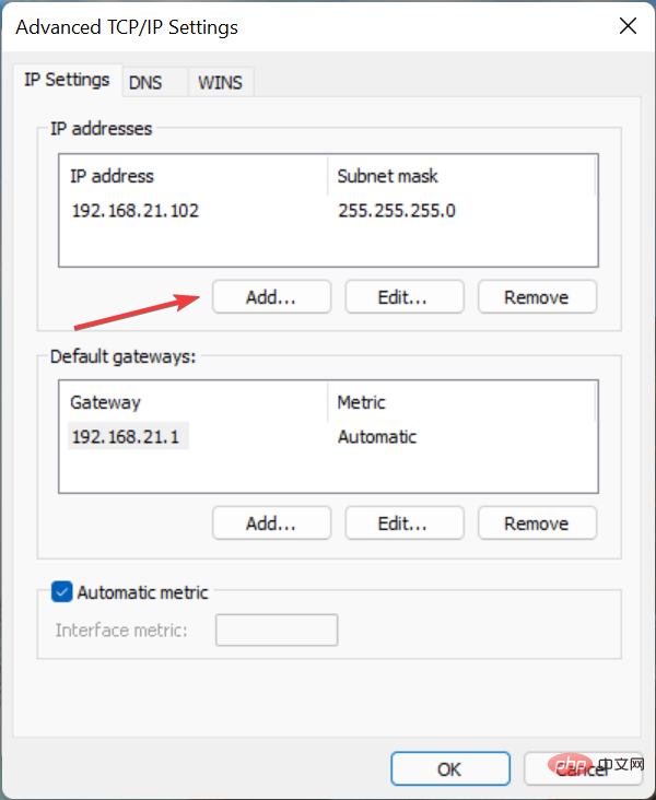 How to add a secondary IP address in Windows 11