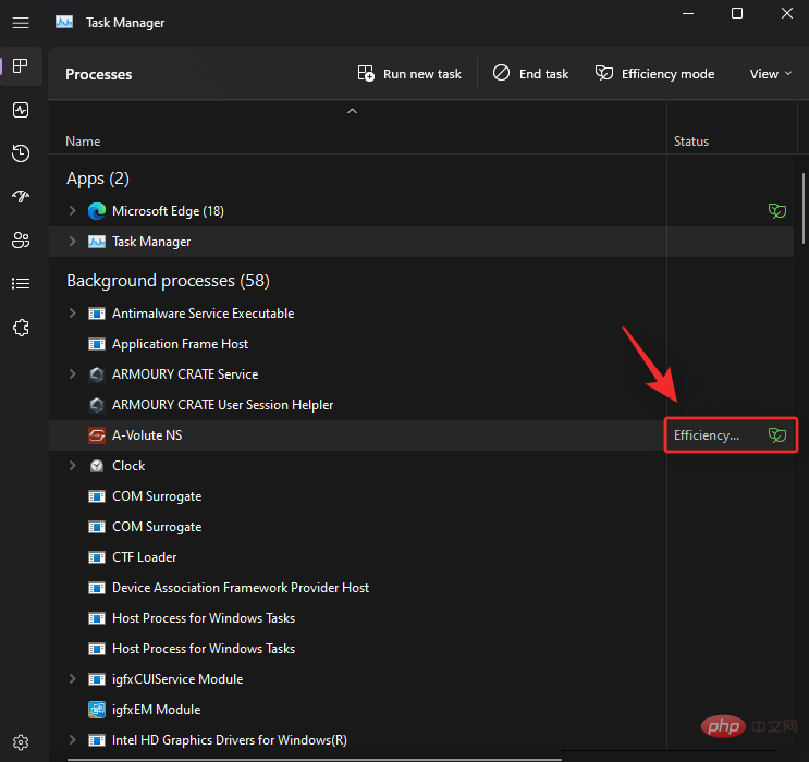 How to turn productivity mode on or off for an app or process in Windows 11