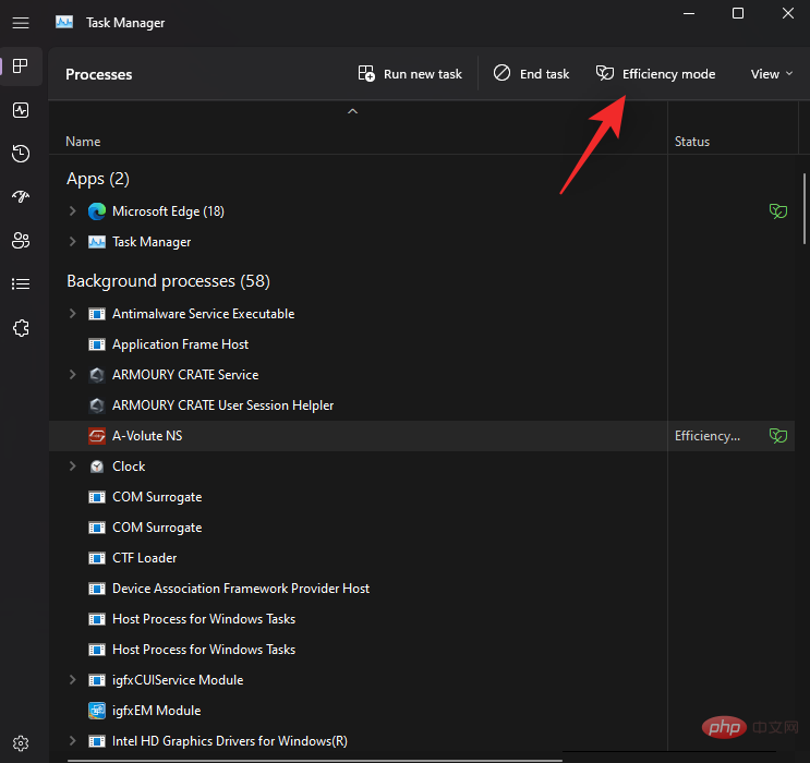 How to turn productivity mode on or off for an app or process in Windows 11