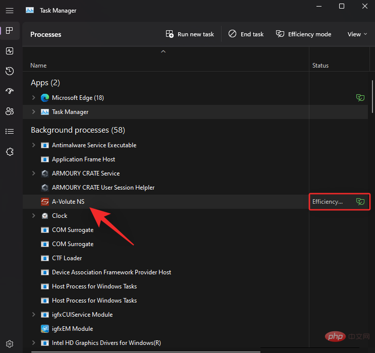 How to turn productivity mode on or off for an app or process in Windows 11